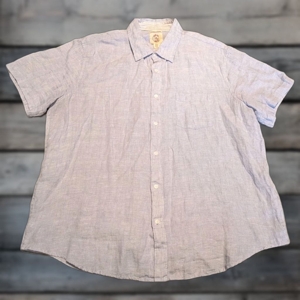Panama Jack Panama Jack Linen Short Sleeve Button-Up Shirt XXL Blue Mens Size US XXL / EU 58 / 5 - 1 Thumbnail