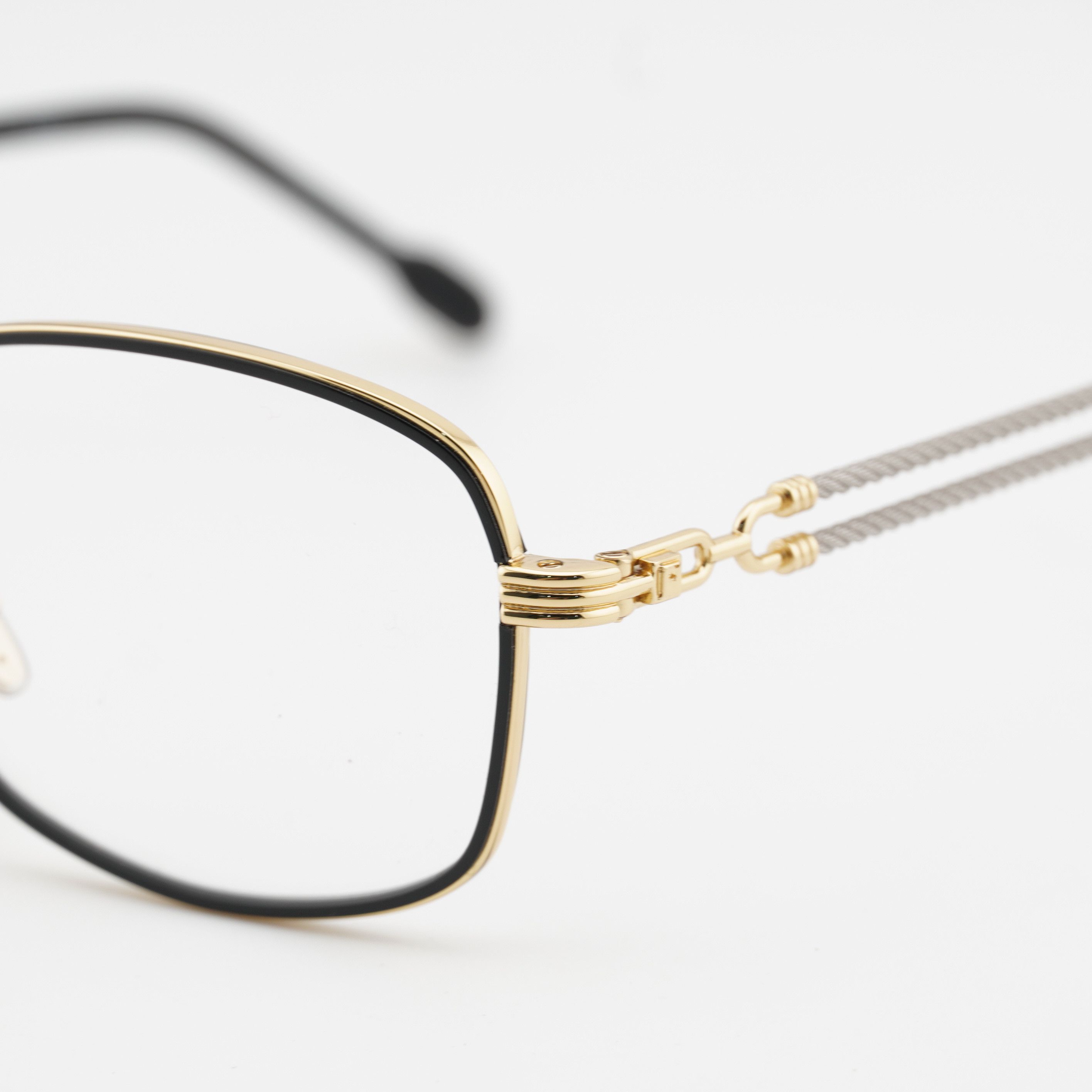 FRED Fred FG50065U 001 Eyeglasses Gold / Black 56mm Rectangle Size ONE SIZE - 2 Thumbnail