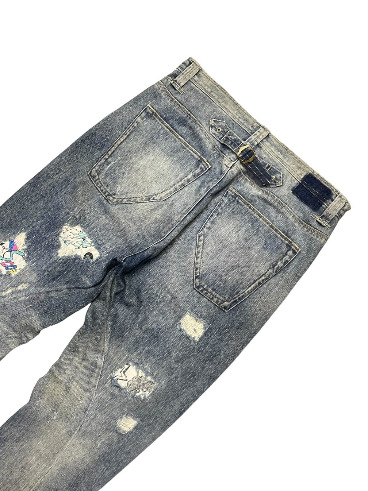 Hysteric Glamour × Japanese Brand Bit Blue X Scolar Japan Drop Crotch Craft Sashiko Boro Jeans Size US 31 - 11 Thumbnail