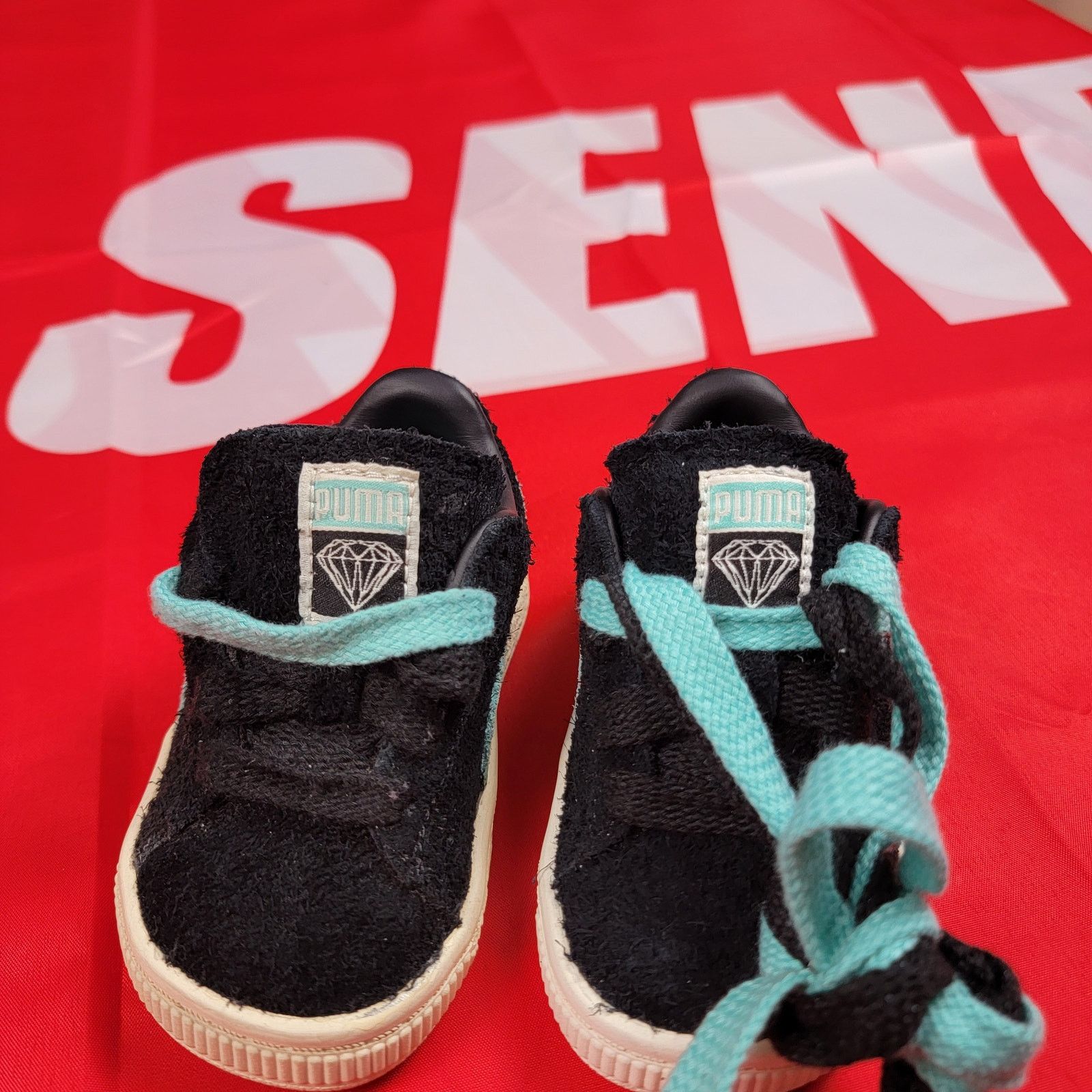 Puma Puma Suede Diamond Supply Company Black/Diamond Blue Sz 4C Size US 4 / IT 34 - 3 Thumbnail