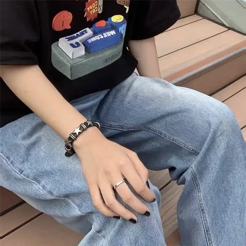 Japanese Brand × Vintage Vintage Star Leather Buckle Bracelet punk y2k goth skate Size ONE SIZE - 5 Thumbnail