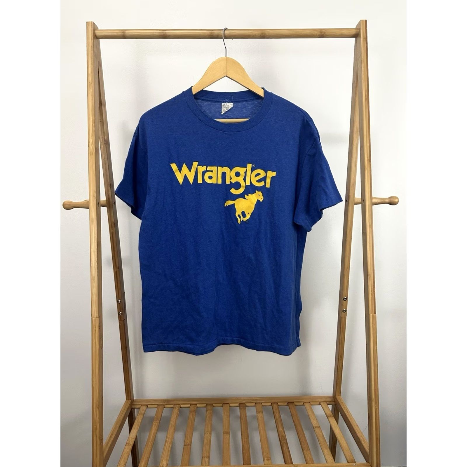 Wrangler VINTAGE Wrangler Shirt XL Burnout Denim Workwear T-Shirt Mens Blue 80s Size US XL / EU 56 / 4 - 2 Thumbnail