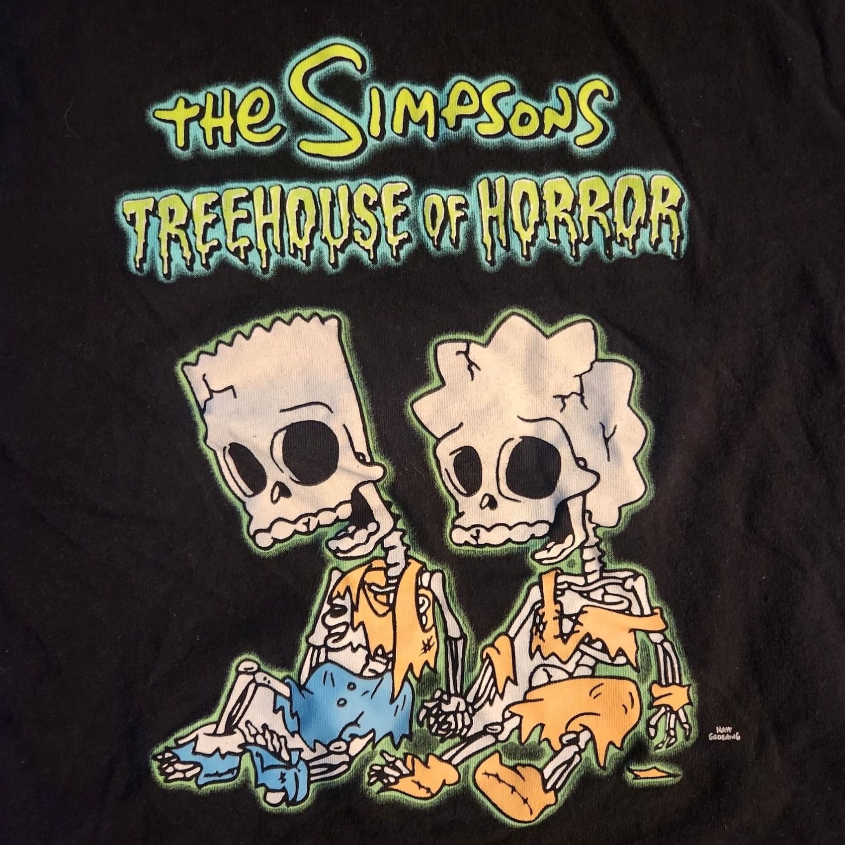 Vintage The Simpsons T Shirt Tee Treehouse of Horror Skeletons Halloween Black Mens L Size US L / EU 52-54 / 3 - 2 Thumbnail