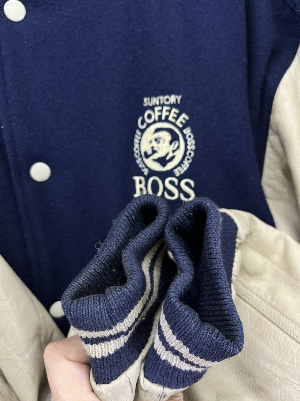 Japanese Brand Vintage Suntory Coffee Boss Varsity Leather Jacket Size US M / EU 48-50 / 2 - 11 Thumbnail