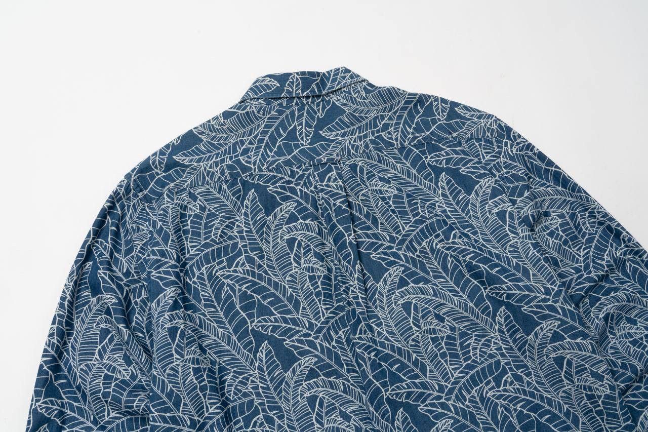 Gant 🔵 GANT Seasonal Indigo Blue Leaf Print Long Sleeve shirt Size US XL / EU 56 / 4 - 15 Thumbnail