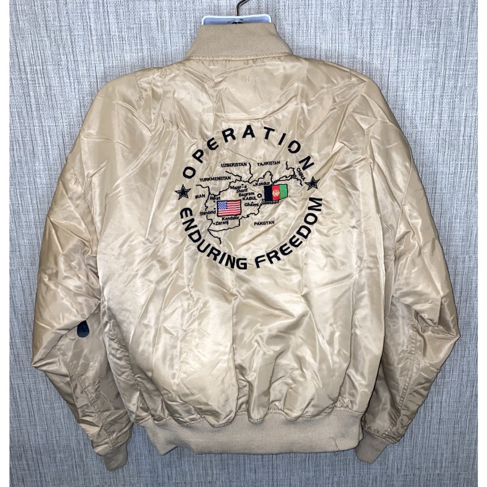 Vintage Army Suppliers Jacket Mens Bomber Jacket Full Zip XL Beige Army Size US XL / EU 56 / 4 - 2 Thumbnail
