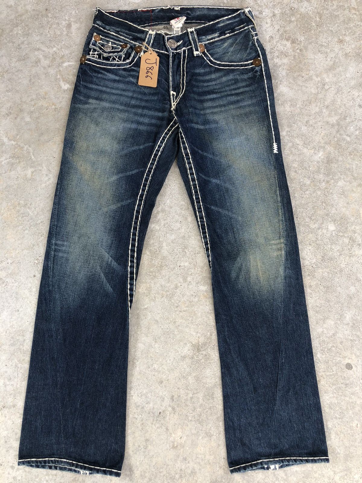 True Religion Vintage True Religion Mini Flared White Stitch Distressed Size US 31 - 2 Thumbnail