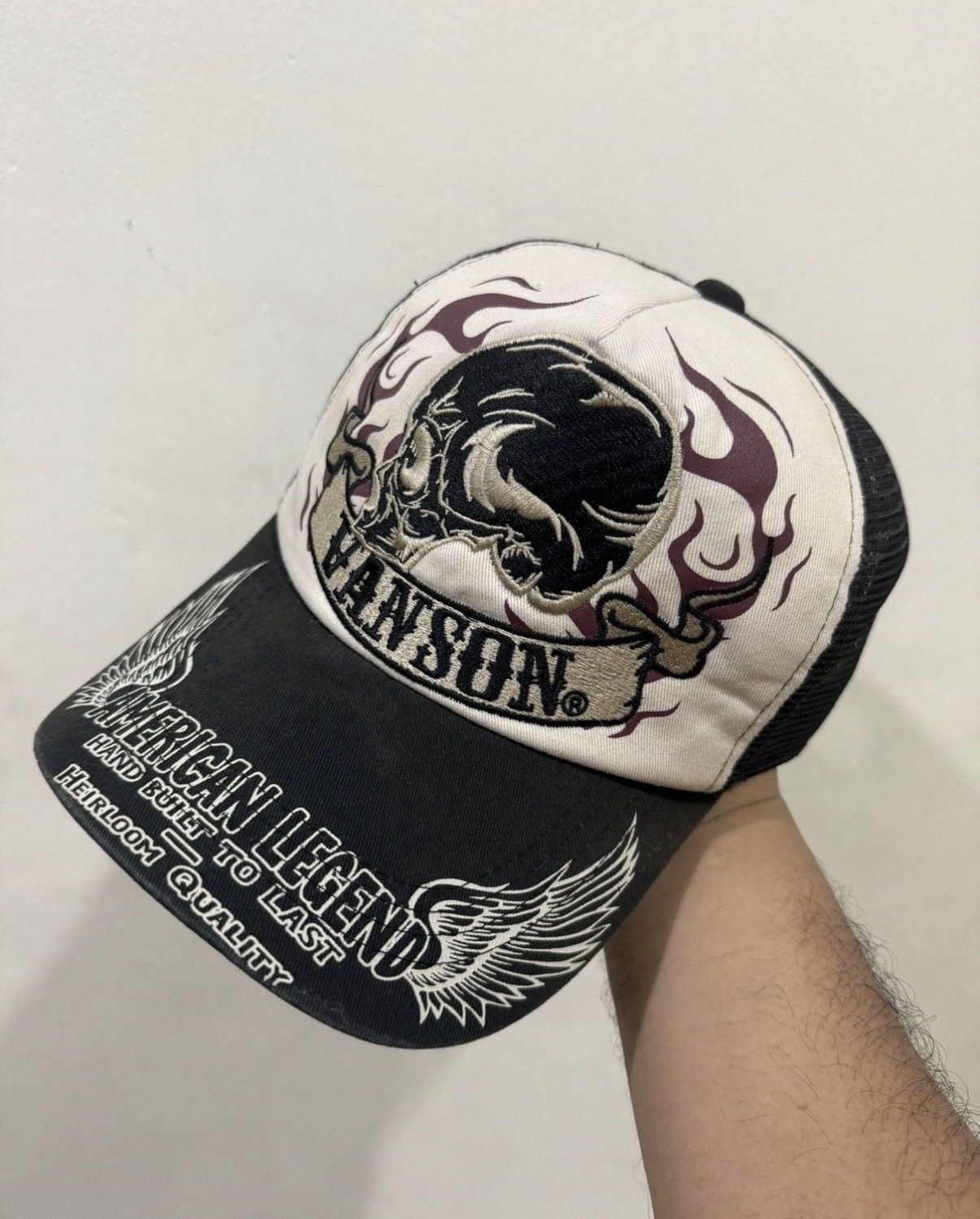 Vanson Leathers VTG Full Embroidery Vanson Distress Trucker Hat Size ONE SIZE - 1 Thumbnail
