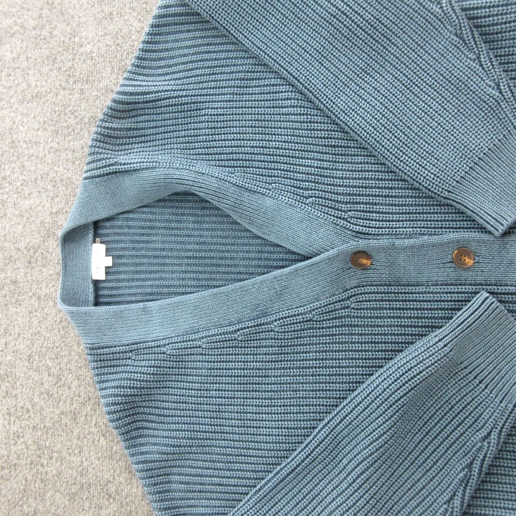 Vintage DEMYLEE Cardigan Sweater Womens L Blue 100% Cotton V-Neck Button Front Chunky Knit Size L / US 10 / IT 46 - 2 Thumbnail