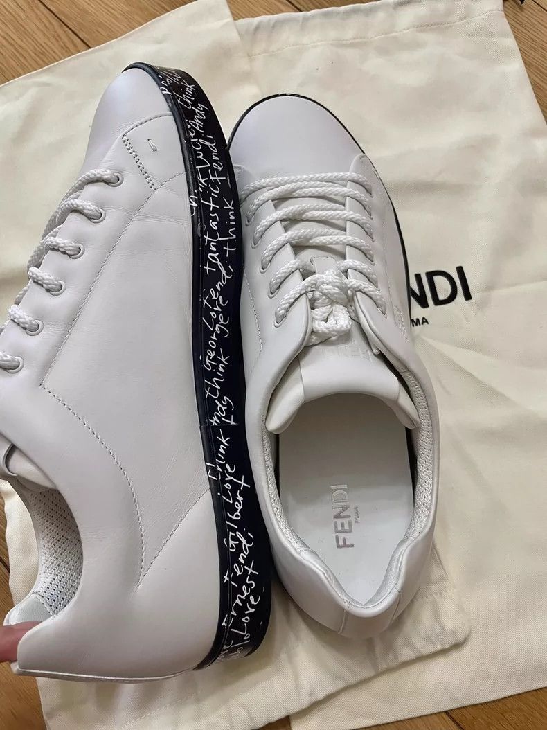 Fendi Fendi White Flat Sneakers for Men Size US 9 / EU 42 - 2 Thumbnail