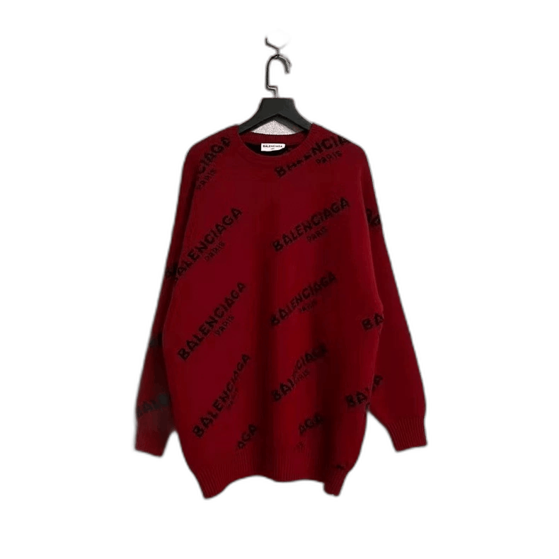 Balenciaga Balenciaga Red Sweater with Logo Design-yf Size US M / EU 48-50 / 2 - 1 Thumbnail