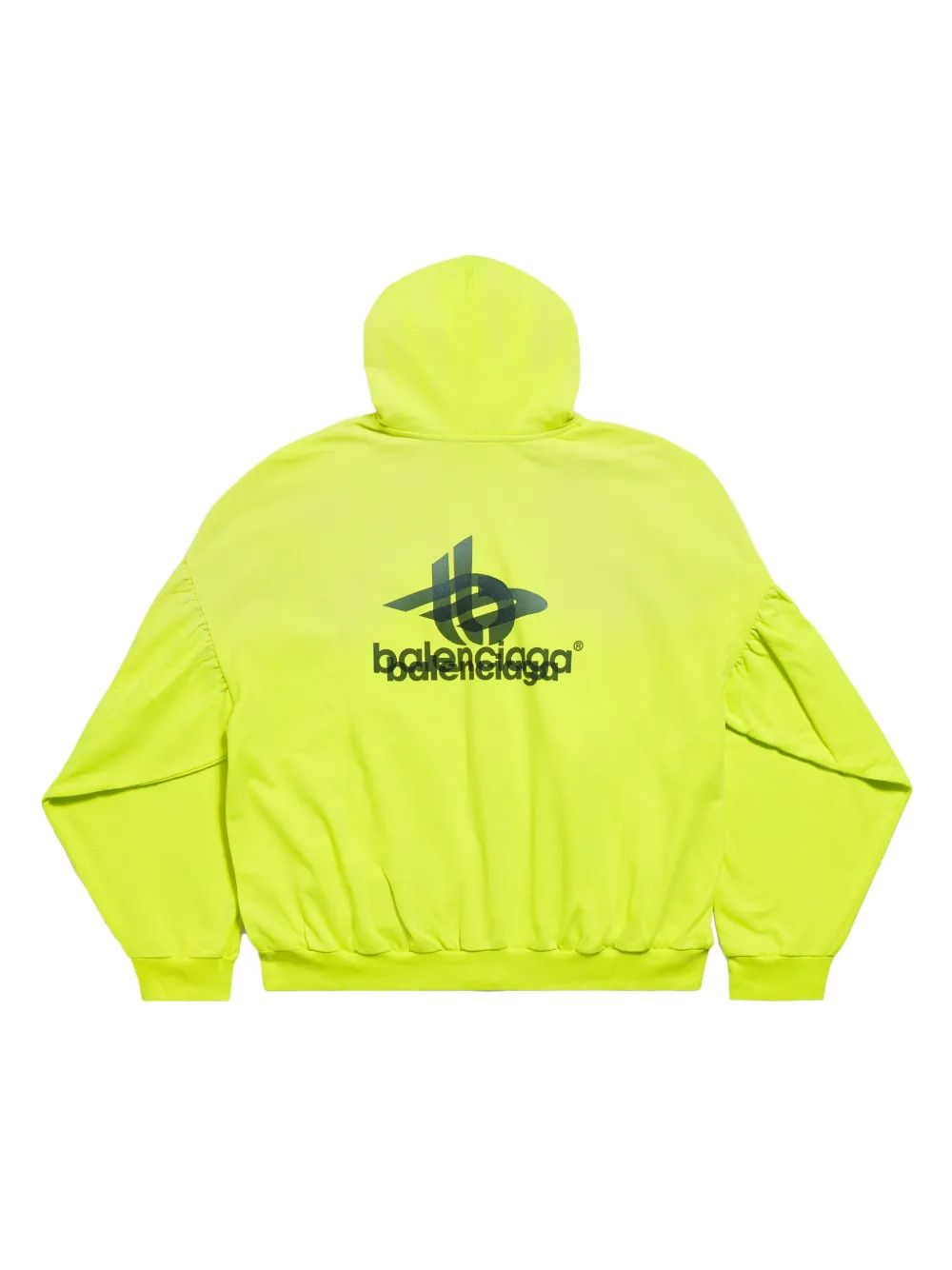 Balenciaga logo-print zip-up hoodie layred sports molleton fluo yellow Size US XXL / EU 58 / 5 - 1 Thumbnail