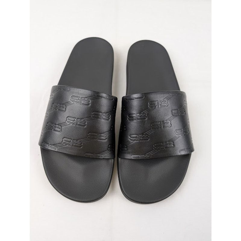 Balenciaga o1rshd1 Pool Slides BB Monogram in Black Size US 13 / EU 46 - 10 Thumbnail