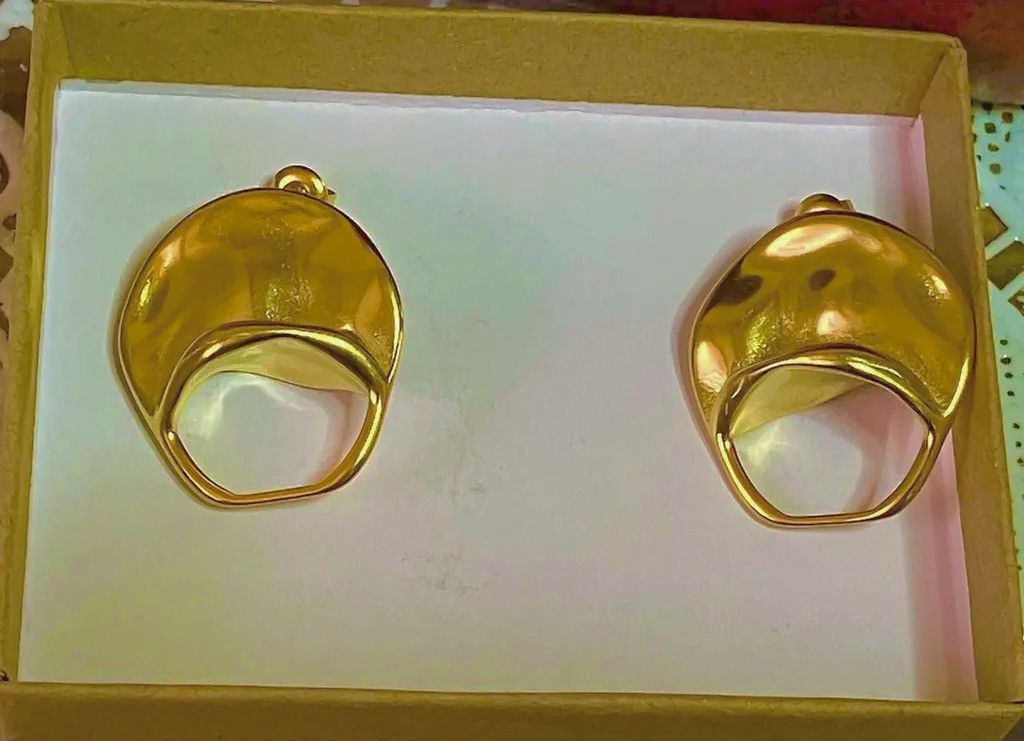 NO ID Stainless steel earrings in golden colour Size ONE SIZE - 3 Thumbnail