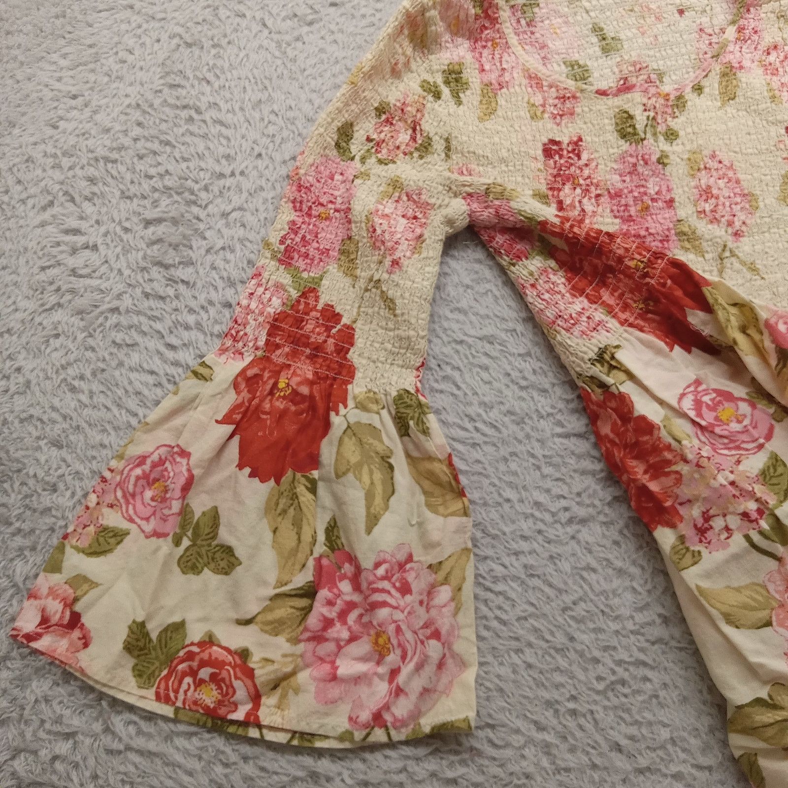 & Other Stories Jane And Delancey Top M Bell Sleeve Blouse Floral Cotton Size M / US 6-8 / IT 42-44 - 3 Thumbnail