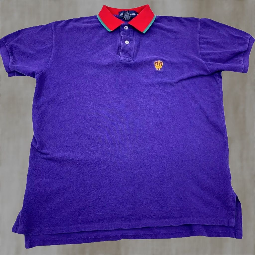Polo Ralph Lauren VINTAGE Polo by Ralph Lauren Shirt Men S Purple RL Crown Logo 90s USA Rugby Size US S / EU 44-46 / 1 - 1 Thumbnail