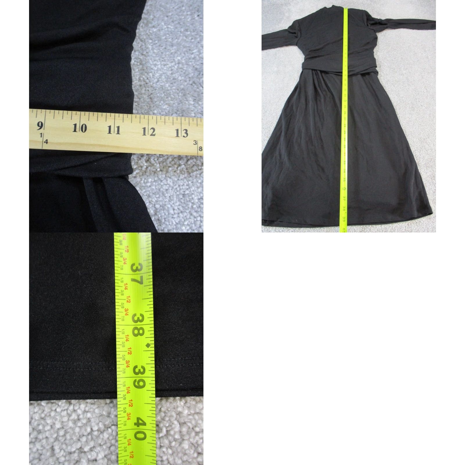 Vintage Wrap Mm. Lefleur New York Dress Womens 2 Black Wrap Blouson - Viscose Knee Length Long Sleeve V-Neck Pullover Solid Blouson Dress for Women Size XS / US 0-2 / IT 36-38 - 8 Thumbnail