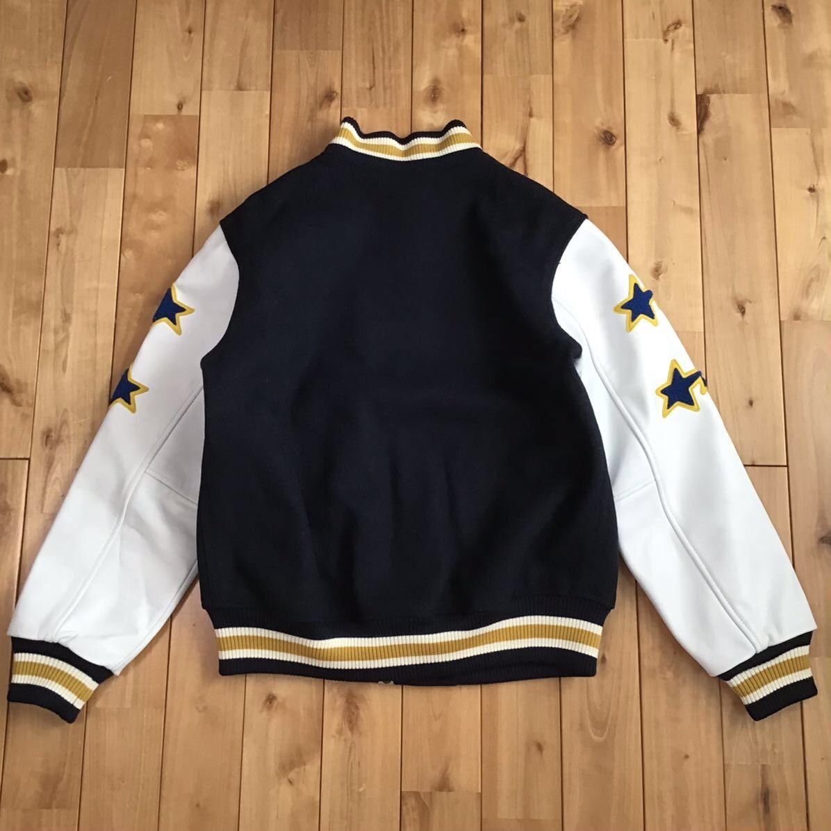 Bape Sleeve leather BAPE STA LOGO varsity jacket a bathing ape Size US M / EU 48-50 / 2 - 2 Thumbnail
