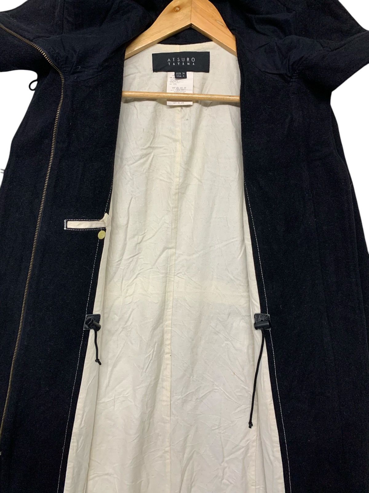 ATSURO TAYAMA × Designer × Japanese Brand Very Rare‼️Atsuro Tayama Hoodie Wool Long Jacket Zipper Down Size S / US 4 / IT 40 - 7 Thumbnail
