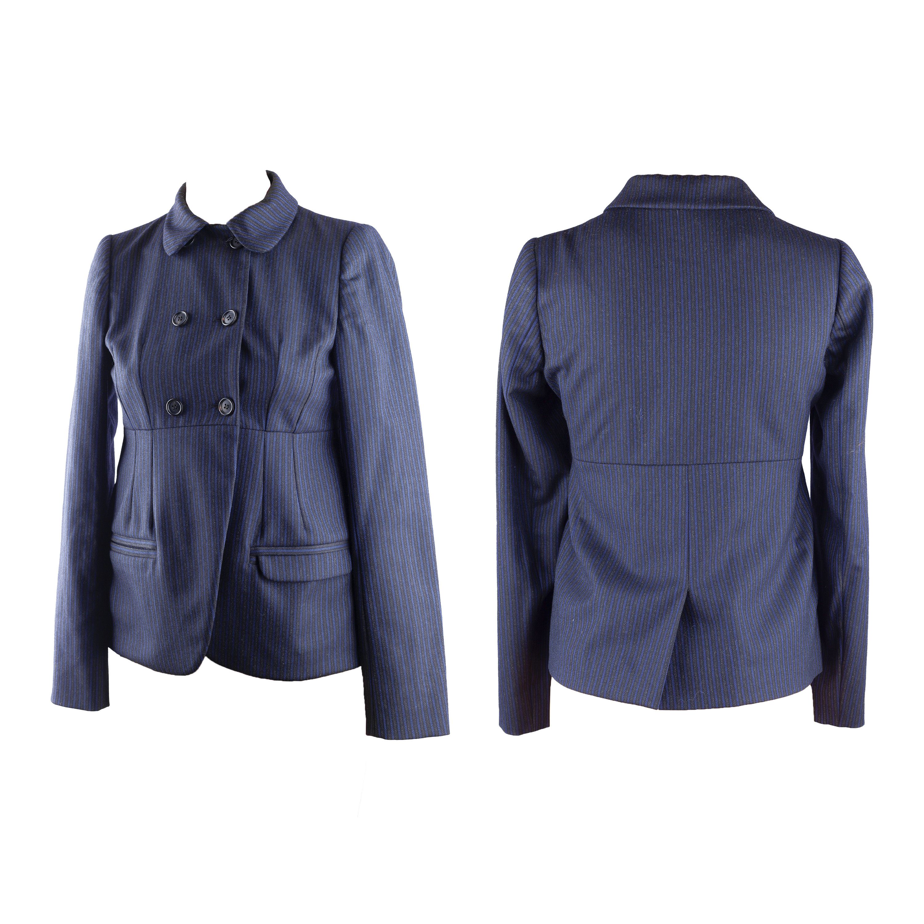 Miu Miu Miu Miu Black/Blue Pinstripe Vintage Jacket (S) Size S / US 4 / IT 40 - 2 Thumbnail