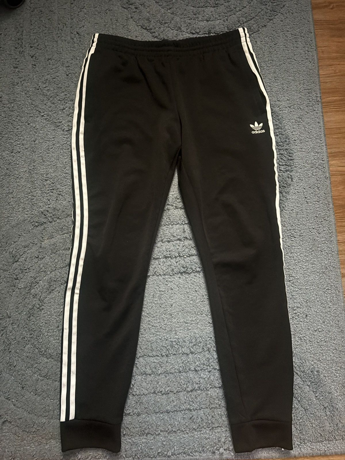 Adidas Black Adidas Joggers with Stripes Size US 33 - 1 Thumbnail