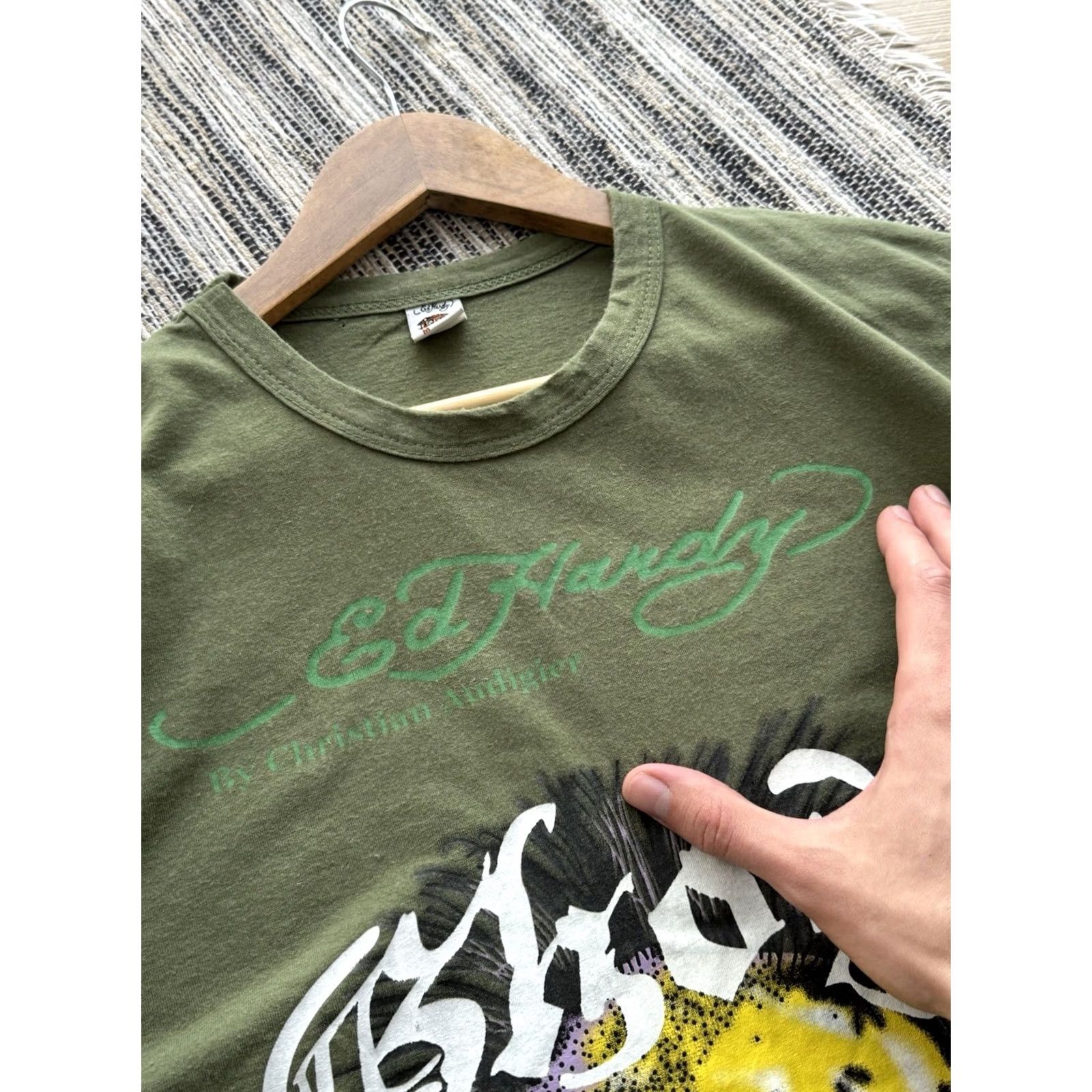 Ed Hardy VINTAGE ED HARDY Shirt M Green 90s Skull Logo Mens Size US M / EU 48-50 / 2 - 6 Thumbnail