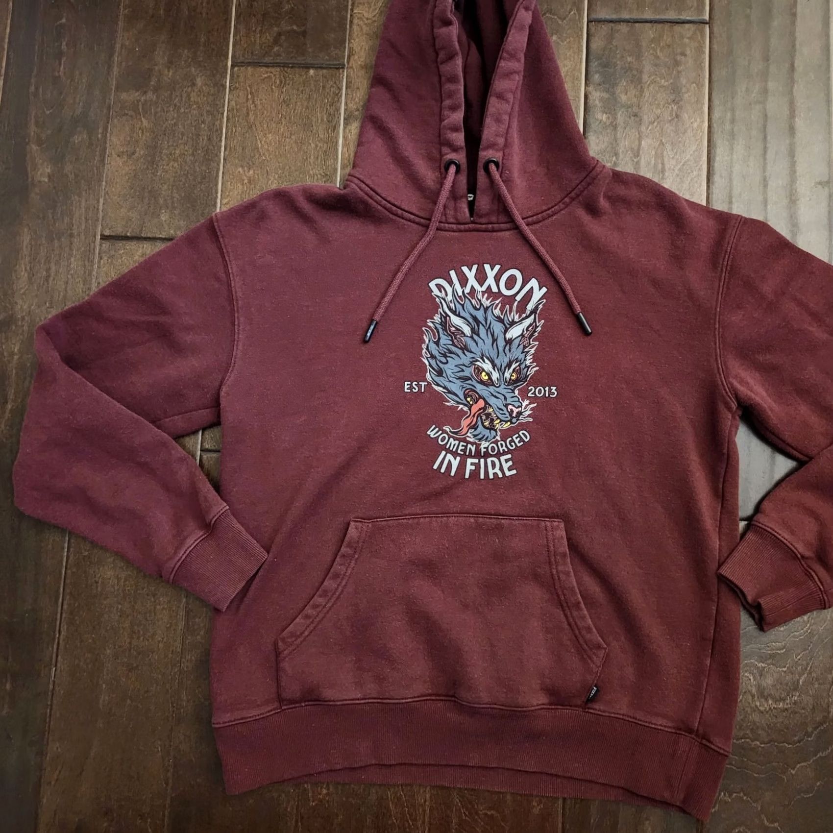Vintage Vixxon Women Hoodie Pullover Long Sleeve Regular Fit Burgundy Motorcycle Outdoor Winter Spring Fall Womens S Size S / US 4 / IT 40 - 3 Thumbnail