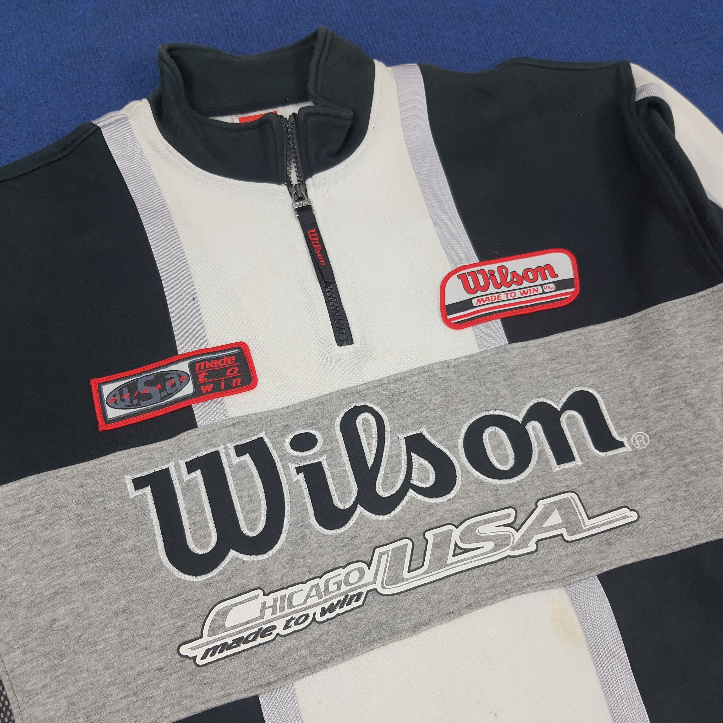 Vintage × Wilson Vintage Wilson Chicago Made To Win USA Halfzipper Sweatshirt Size US L / EU 52-54 / 3 - 2 Thumbnail