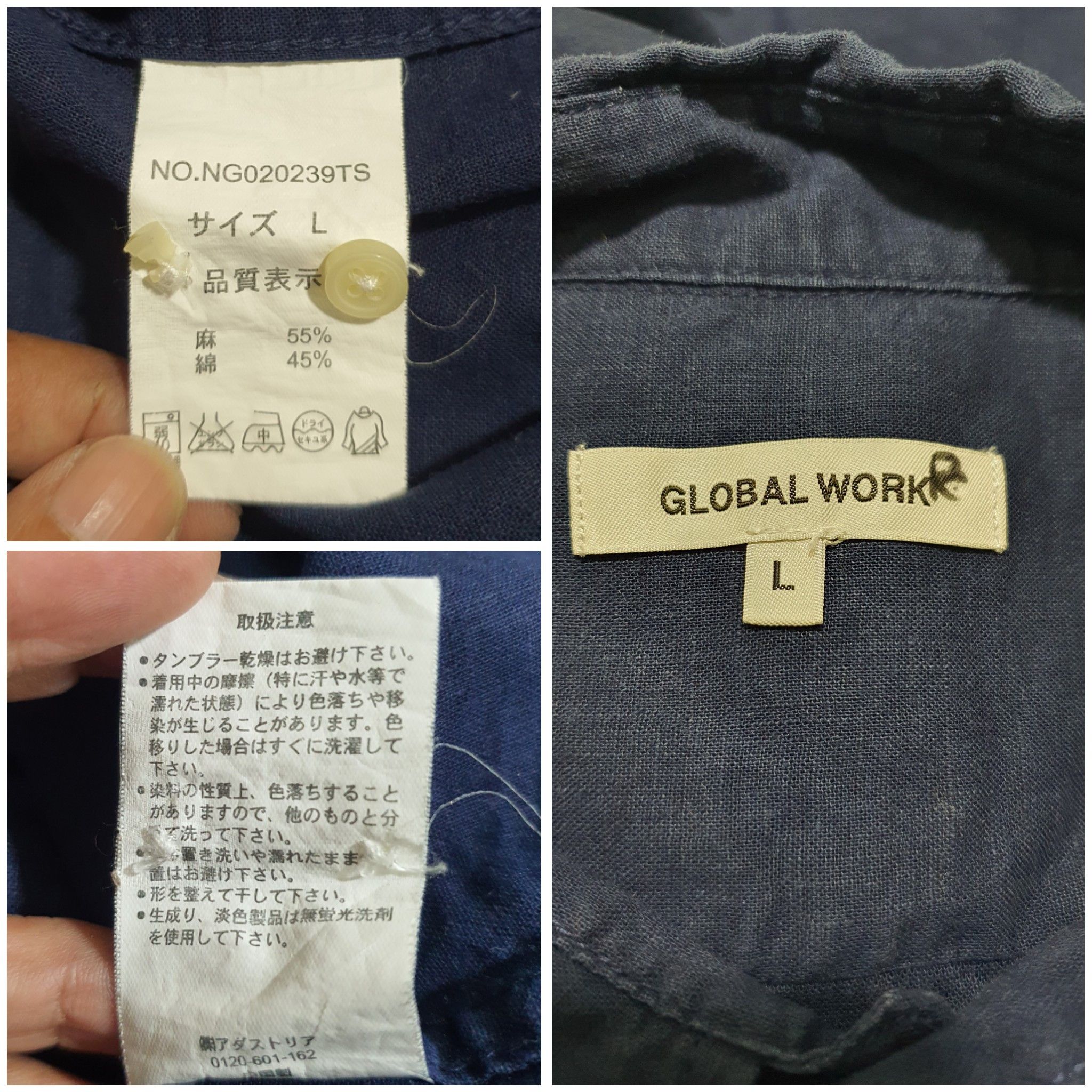 Global Work × Japanese Brand GLOBAL WORK 21/29 3QUARTER SLEEVE LINEN SHIRT Size L / US 10 / IT 46 - 4 Thumbnail
