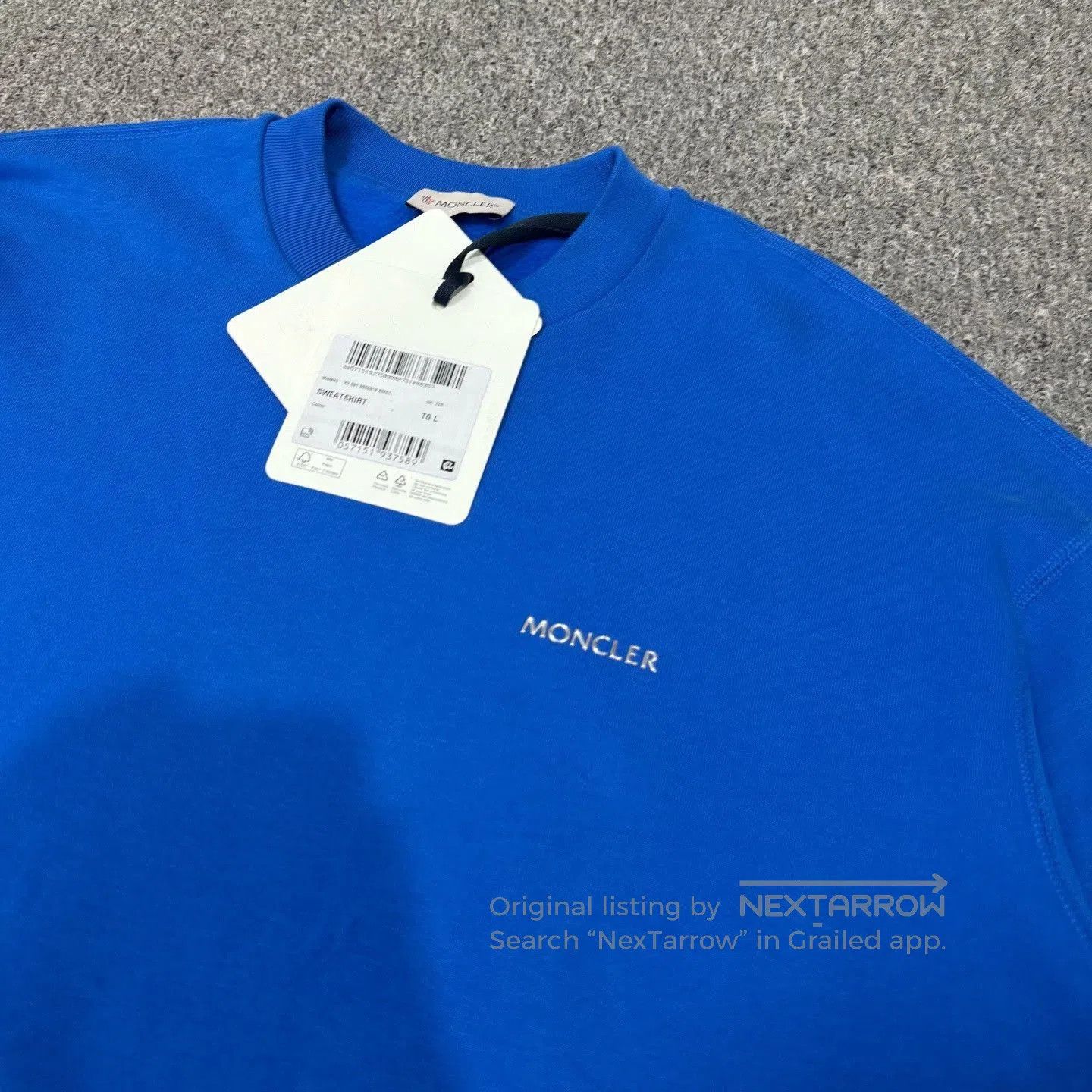 Moncler Moncler Blue Chest Logo Long-Sleeve Sweatshirt. Size US L / EU 52-54 / 3 - 3 Thumbnail
