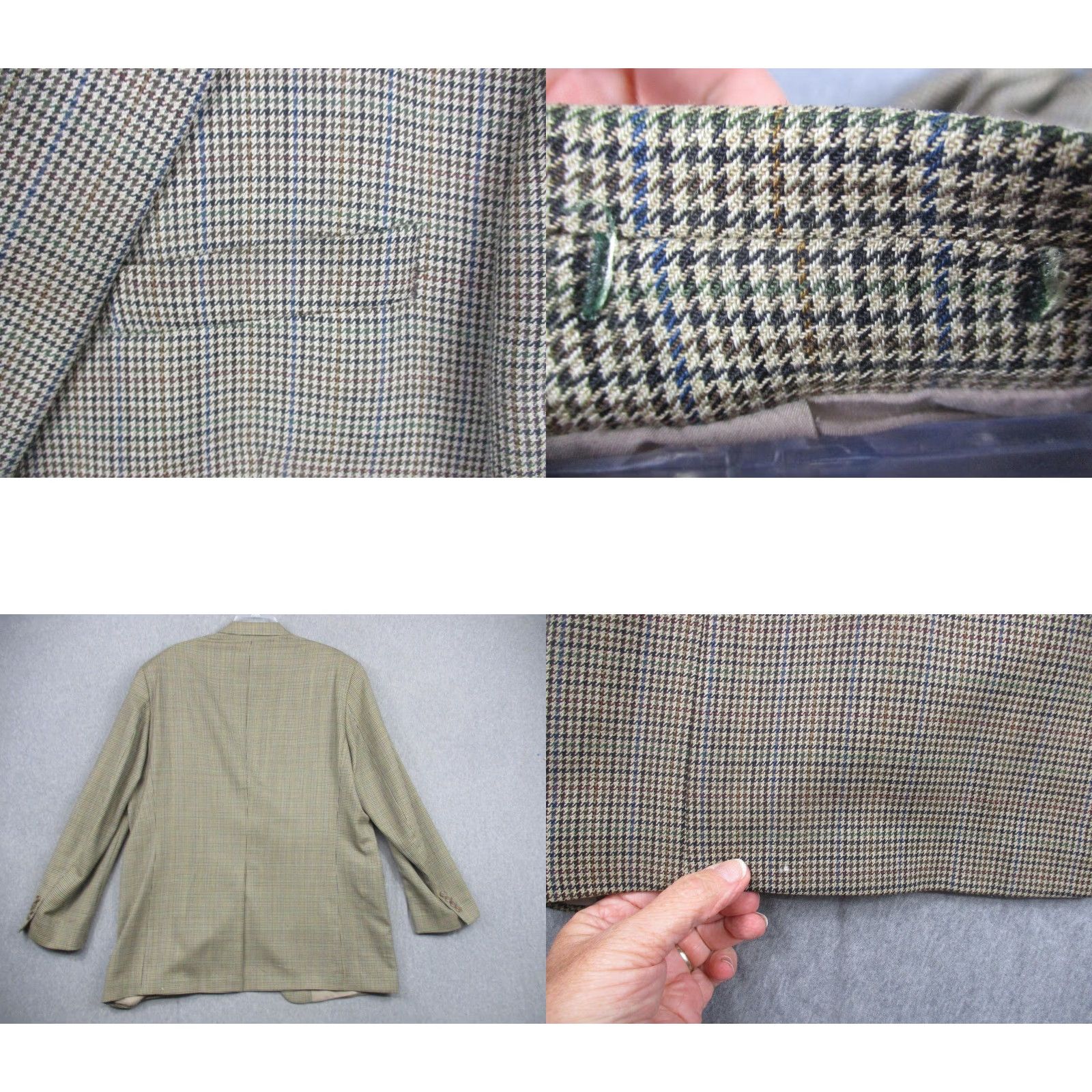 Ralph Lauren Lauren Ralph Lauren Blazer Mens 46 Long Brown Houndstooth Wool Sport Coat Jacket Size 46R - 9 Thumbnail