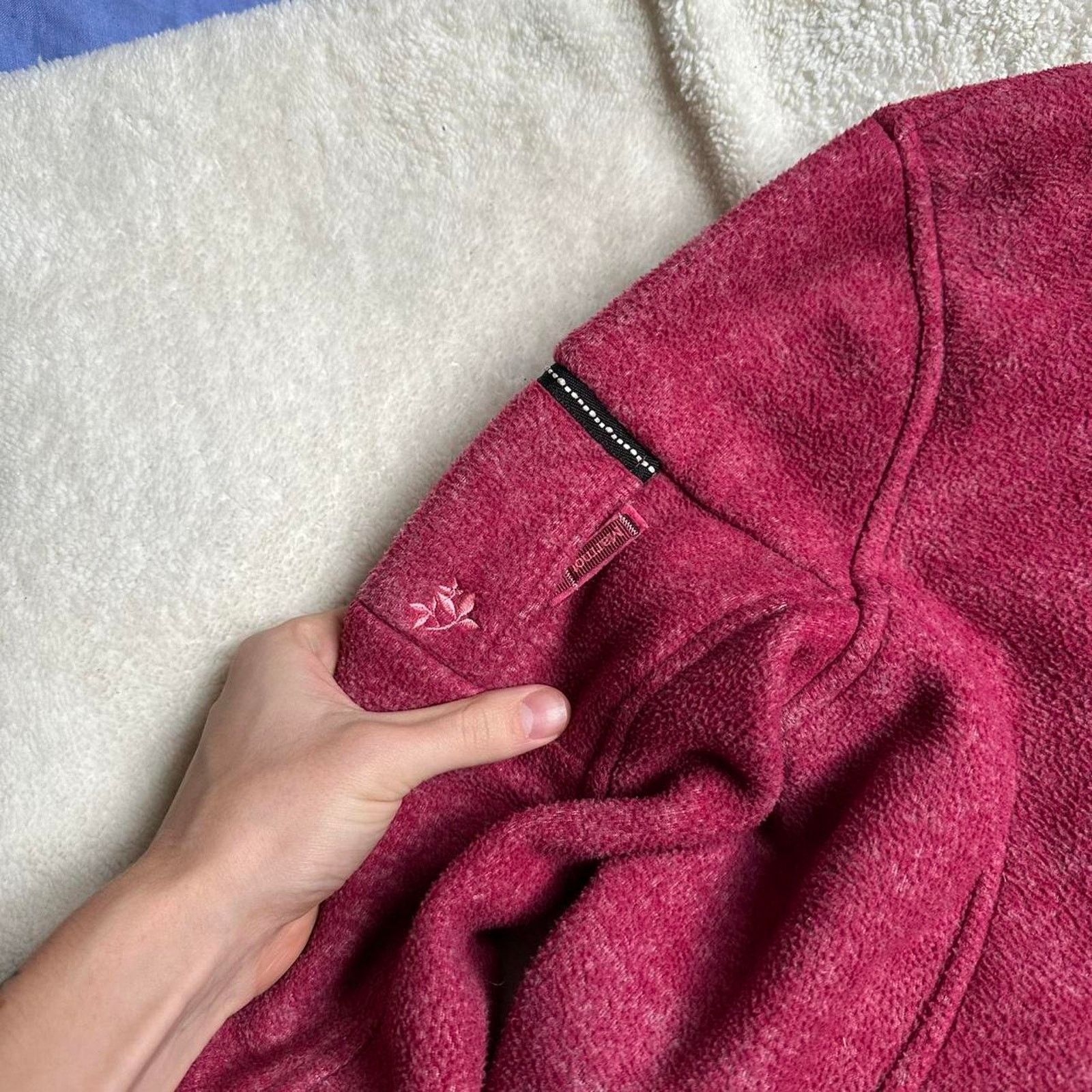 Marmot × Vintage Cute Marmot Vintage Y2K Pink Rose Sweater Zip Pullover Size L / US 10 / IT 46 - 4 Thumbnail
