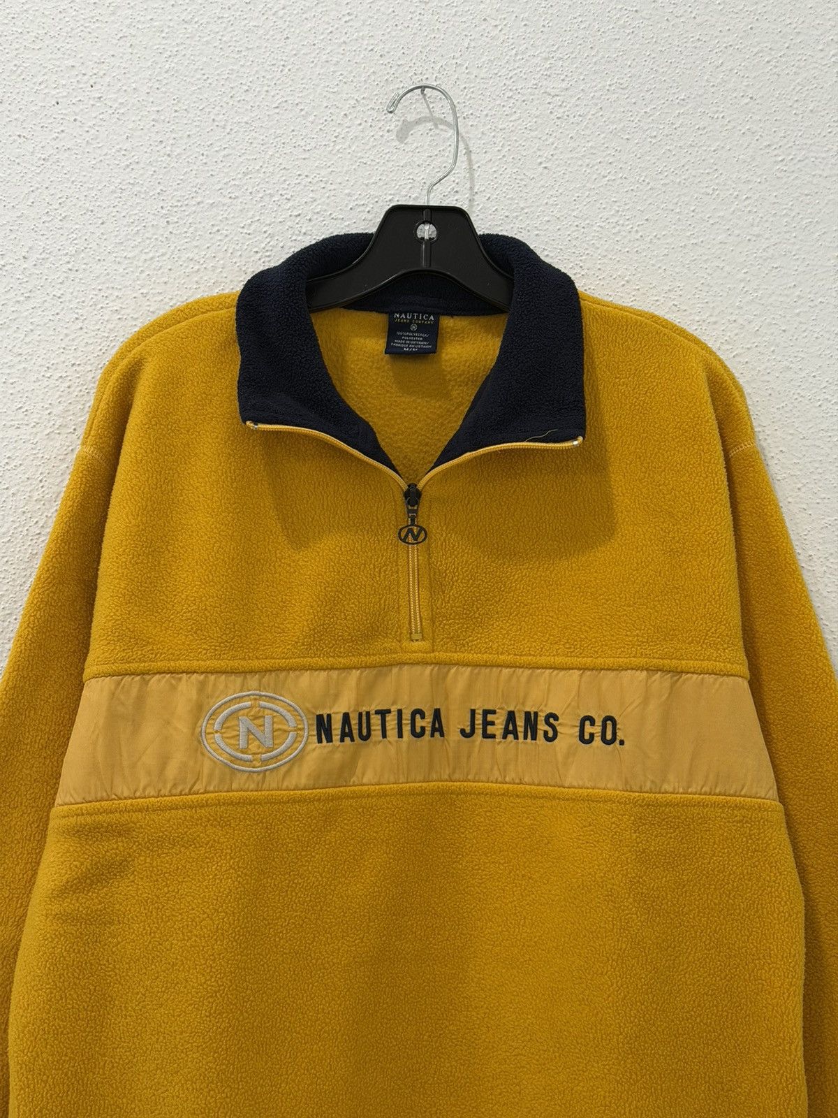 Nautica Vintage 90s Nautica Jeans Co. Yellow Fleece Quarter Zip M Size US M / EU 48-50 / 2 - 2 Thumbnail