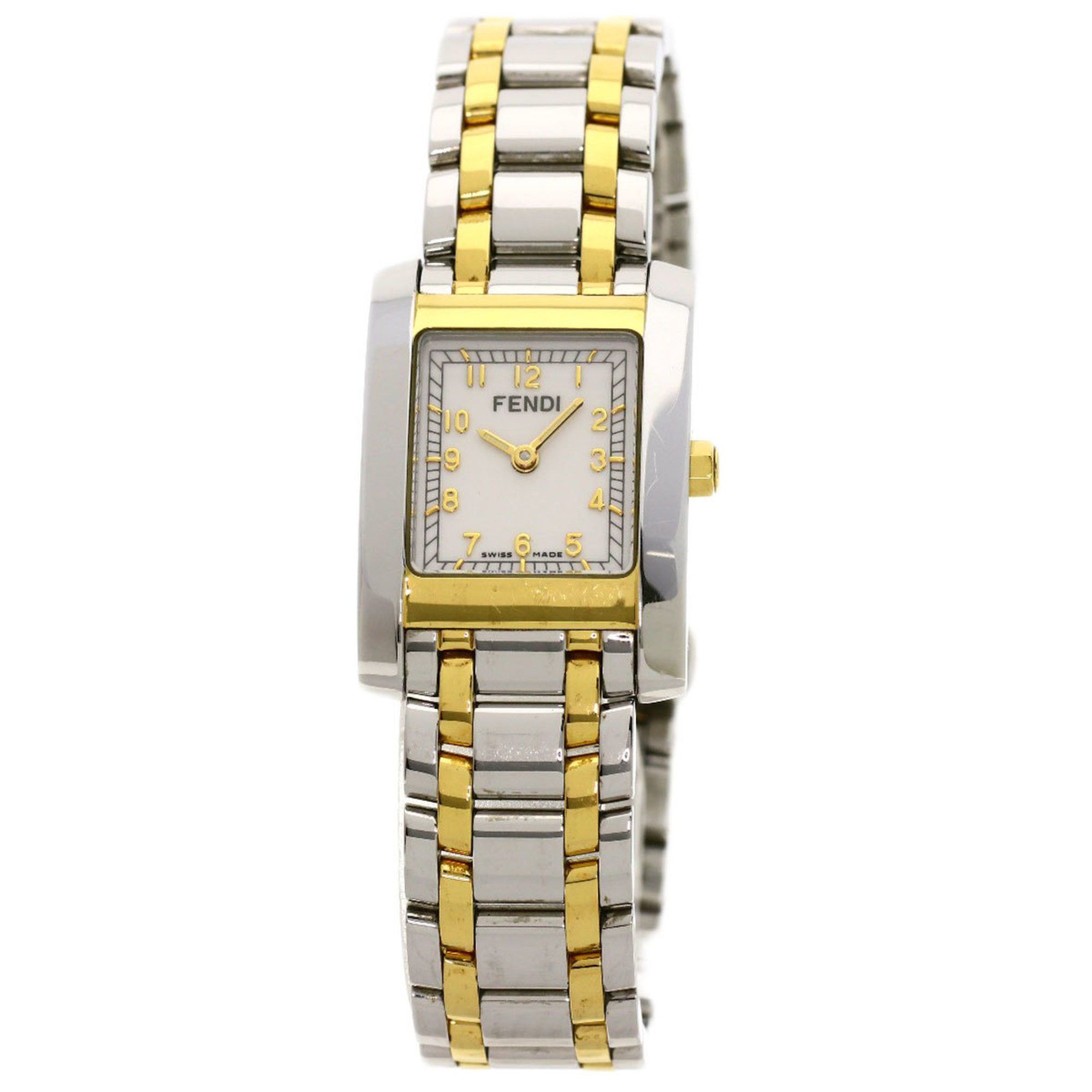 FENDI 7000L Square Face Watch Stainless Steel SSxGP Women's