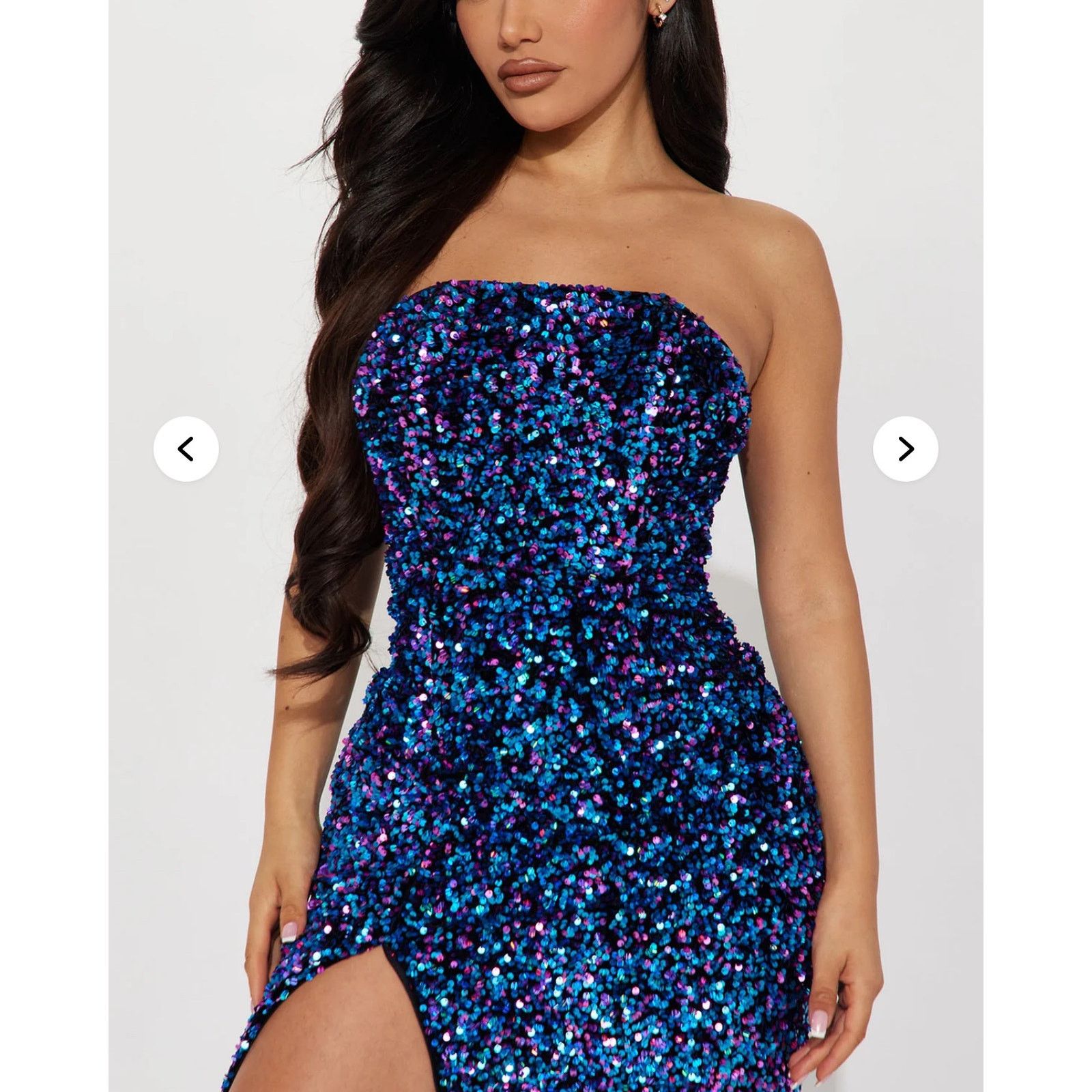 Other Fashion Nova Bright Blue Strapless Sequin Maxi Dress Gown XS Size XS / US 0-2 / IT 36-38 - 2 Thumbnail