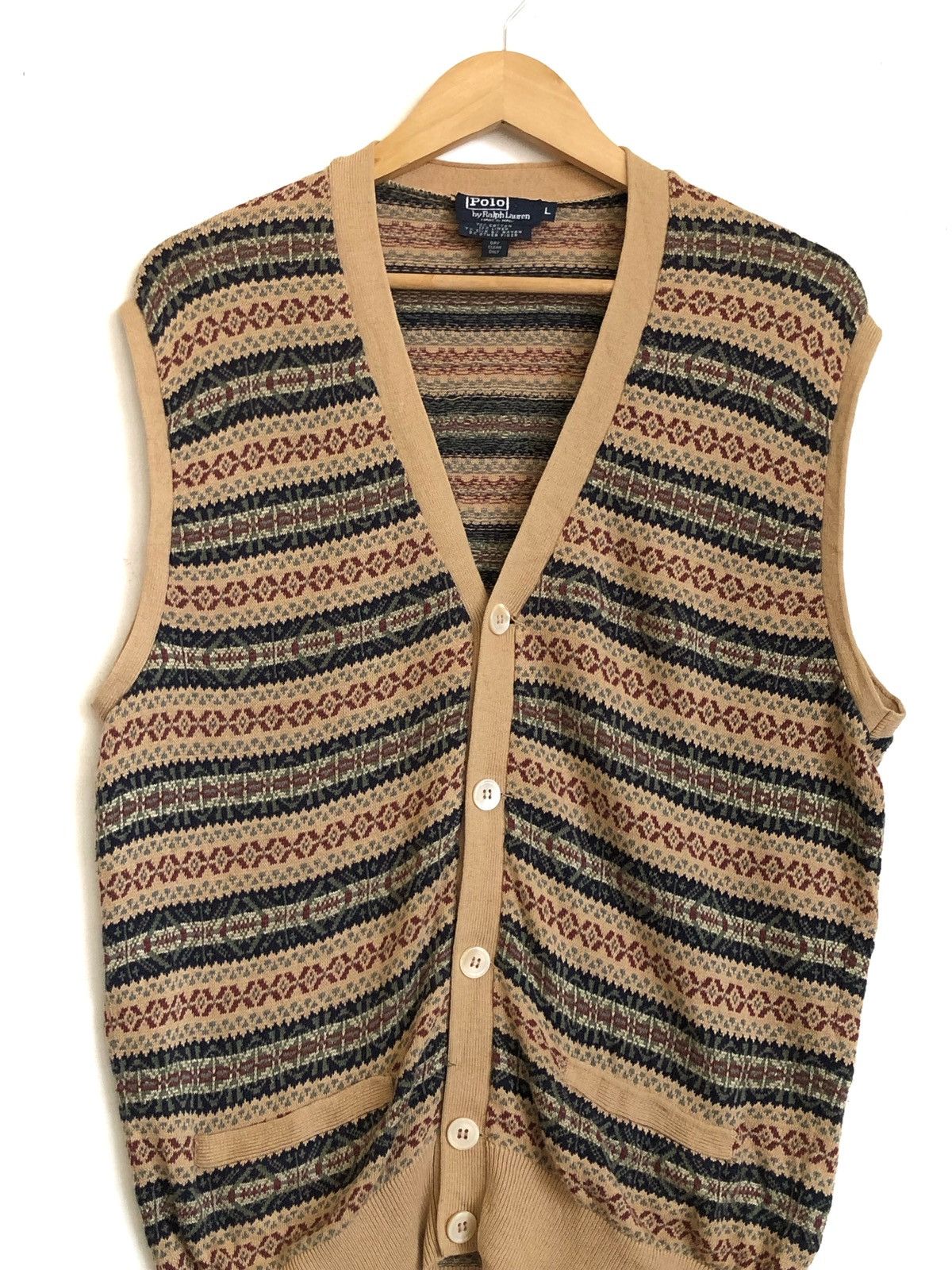 Polo Ralph Lauren RARE🔥90’S FAIR ISLE BUTTONED VEST Size US L / EU 52-54 / 3 - 3 Thumbnail
