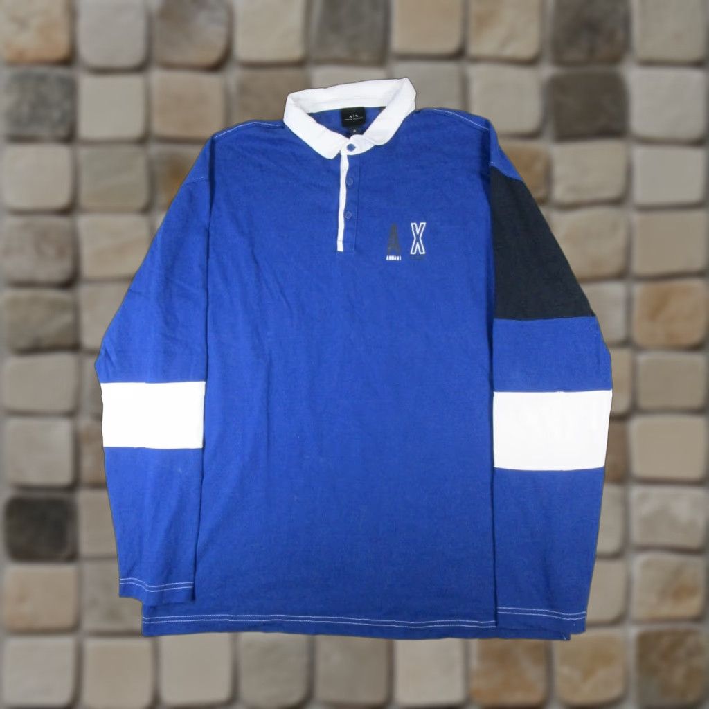 Armani Exchange VINTAGE Armani Exchange AX Polo Shirt Mens XL Blue White Cotton Golf Size US XL / EU 56 / 4 - 1 Thumbnail
