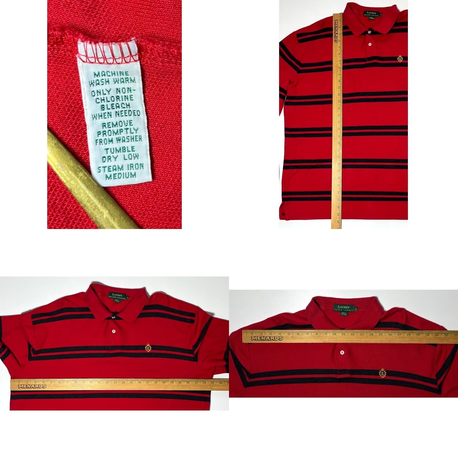 Vintage VINTAGE Lauren Ralph Lauren Men's Long Sleeve Polo Rugby Shirt Red XL Striped 100% Cotton, 90s Classic Mens Polo Size US XL / EU 56 / 4 - 8 Thumbnail