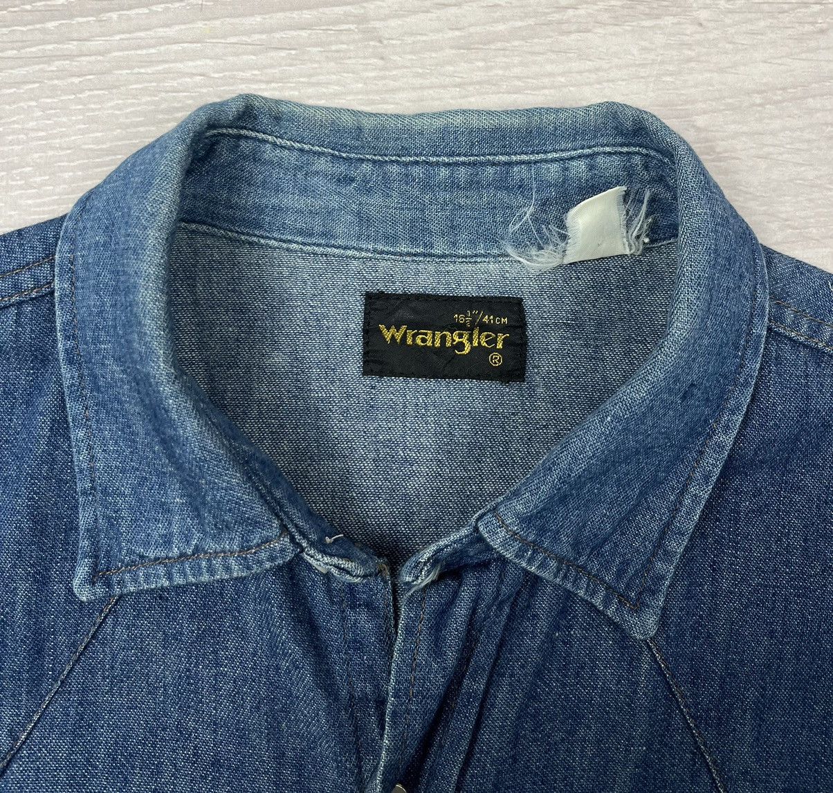 Wrangler Wrangler Vintage 80s Blue Denim Rancho Shirt L Size Size US L / EU 52-54 / 3 - 8 Thumbnail