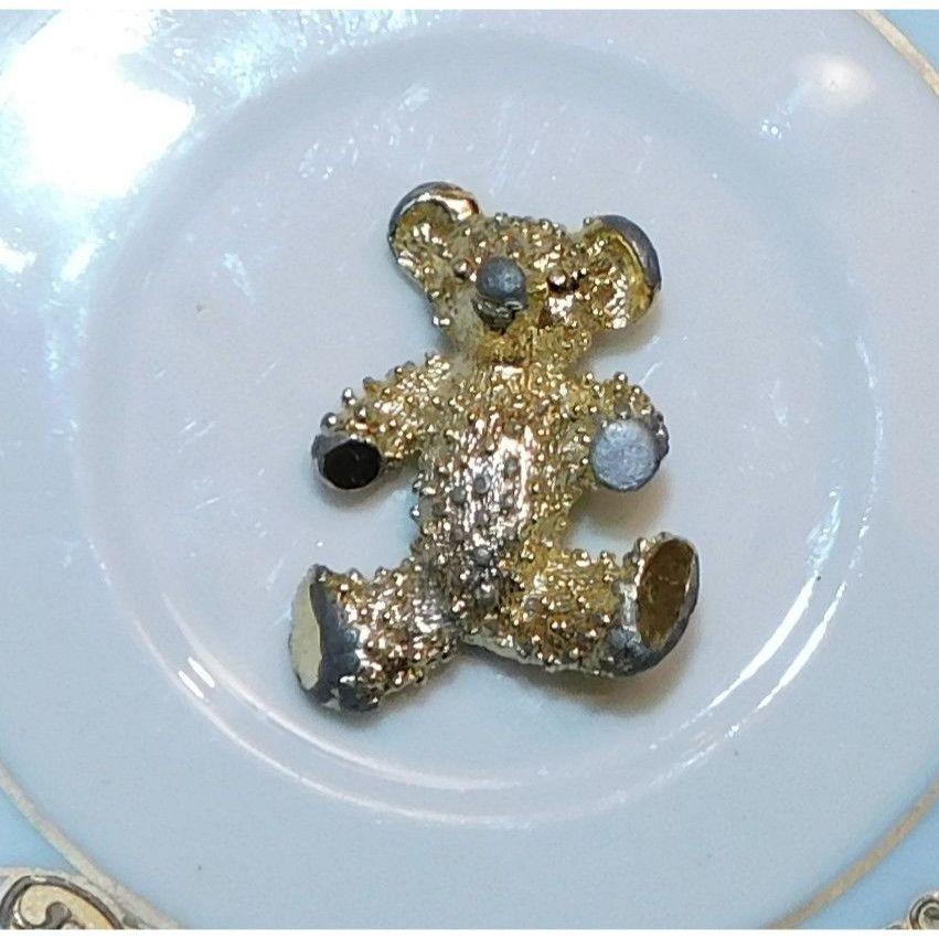 Other Vintage Gold Tone Textured Teddy Bear Brooch Size ONE SIZE - 2 Thumbnail