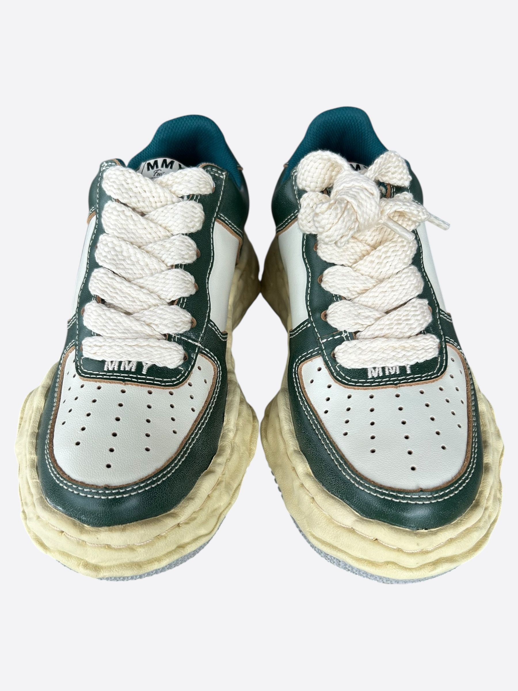 Maison MIHARA YASUHIRO Maison Mihara Yasuhiro Aged Green & White Wayne Sneakers Size US 6 / EU 39 - 2 Thumbnail