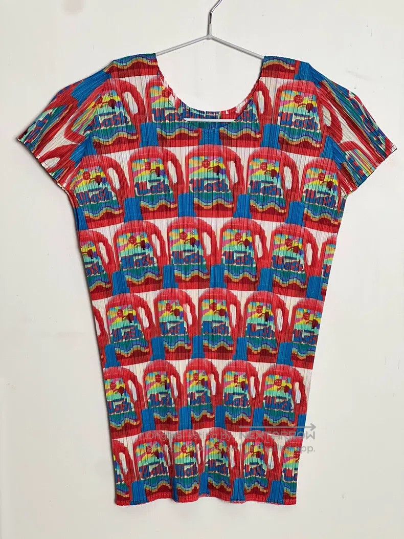 Issey Miyake Issey Miyake Red Detergent Short Sleeve Top Size XL / US 12-14 / IT 48-50 - 4 Thumbnail