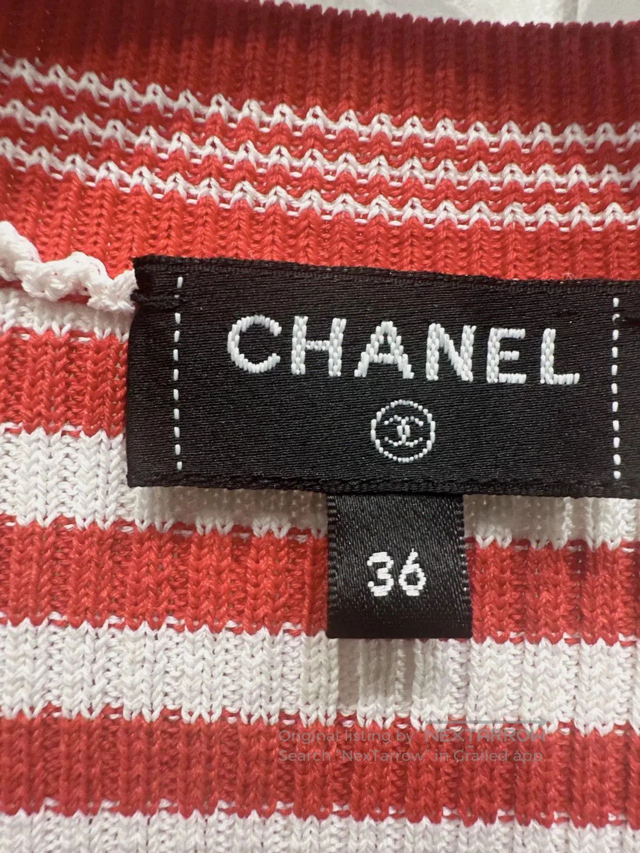 Chanel CHANEL 23C Striped V-Neck Knit Cardigan. Size XS / US 0-2 / IT 36-38 - 3 Thumbnail
