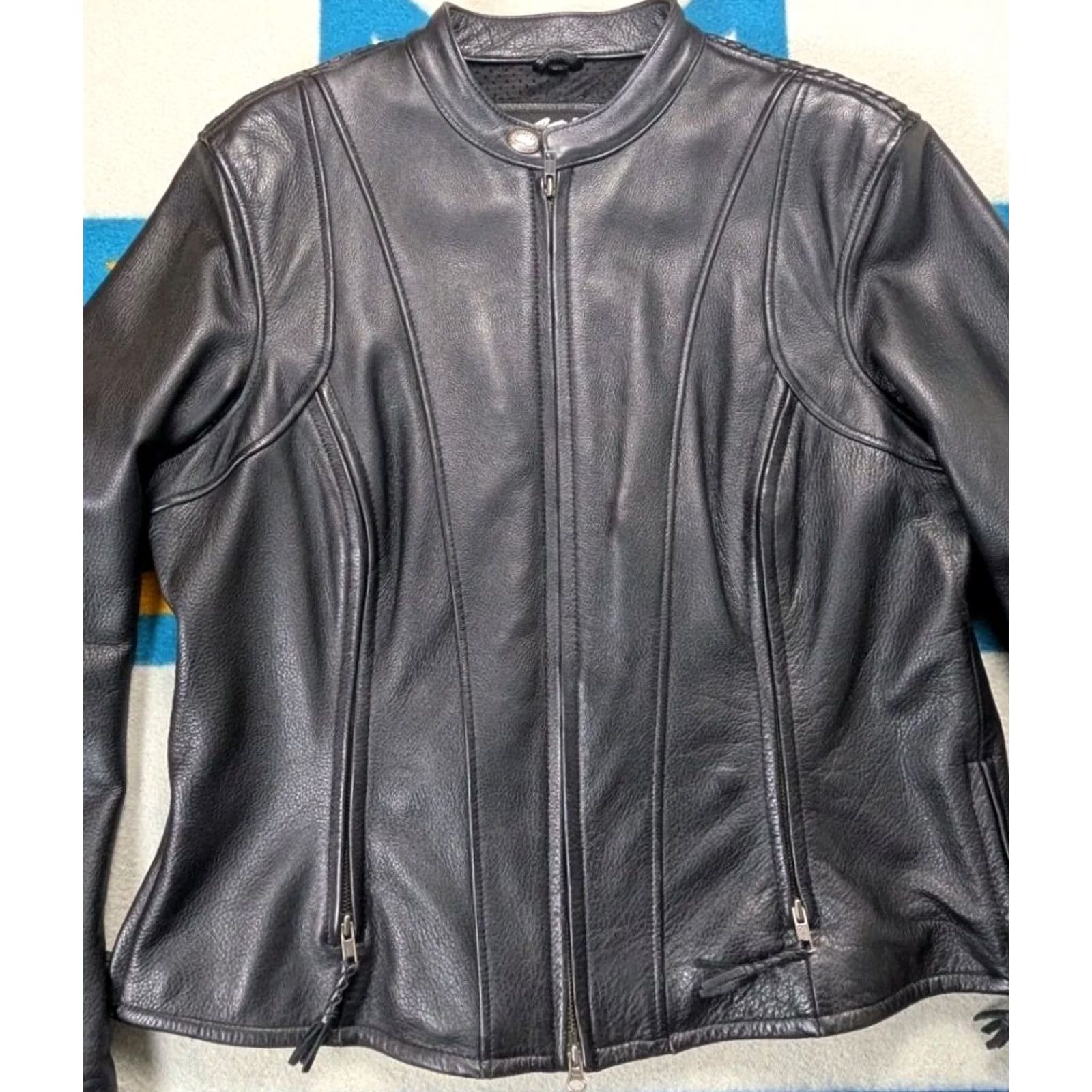 Harley Davidson Harley Davidson Women's XL Black Motorcycle Jacket Leather Willie G Wheel Casual Travel Full Zip Lined Zipped Pockets Size XL / US 12-14 / IT 48-50 - 4 Thumbnail