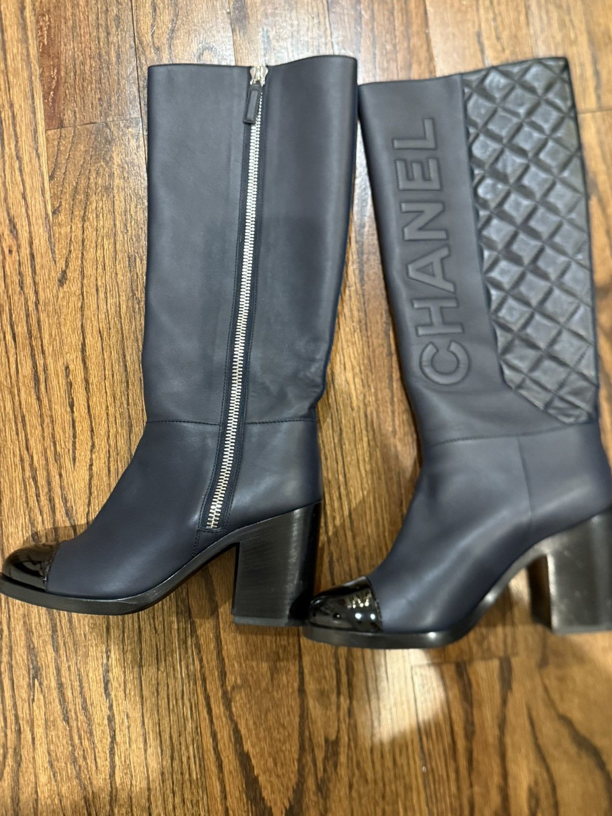 Chanel CHANEL 19B Leather Knee High Tall Boots Heels Size US 8.5 / IT 38.5 - 3 Thumbnail