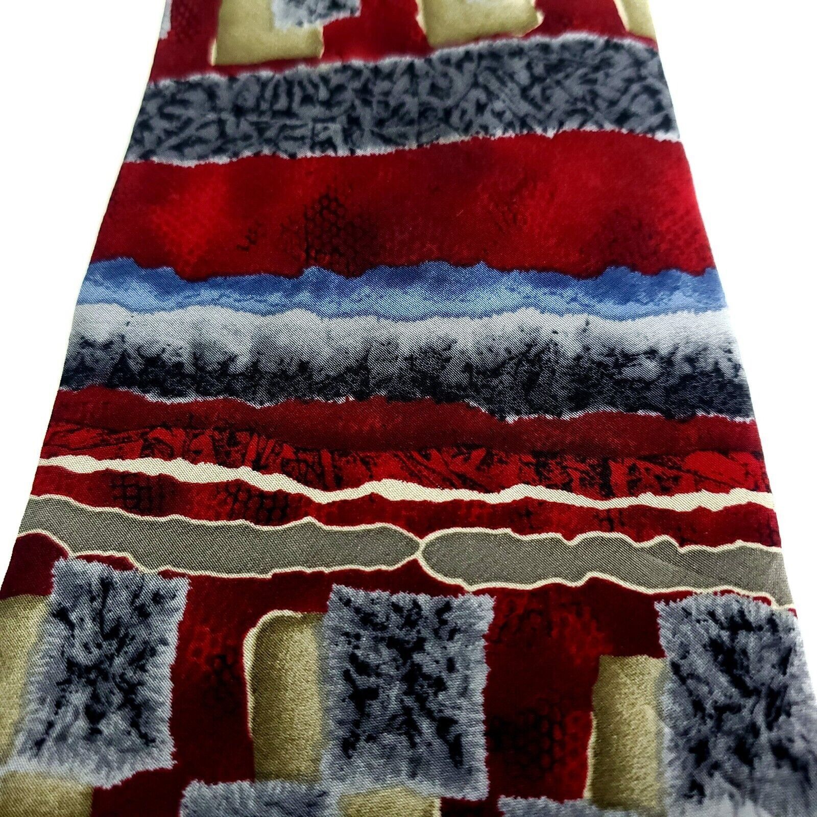 Vintage Jimmy V Red Abstract Print Jamal Anderson Collection 4 Silk Size ONE SIZE - 2 Thumbnail