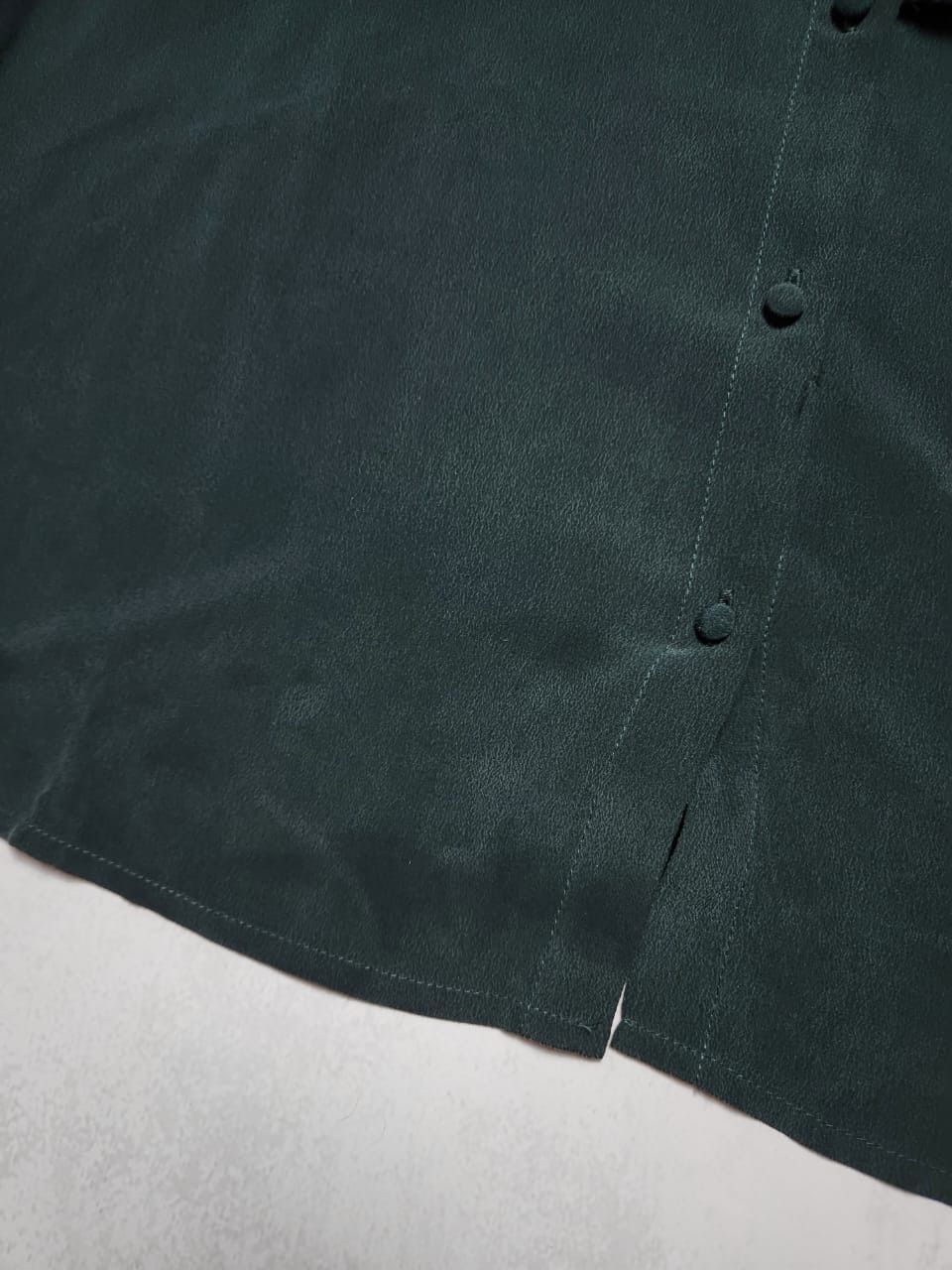 Sezane Sezane Silk Blouse Bottle Green Shirt Ruffle Trim Size M / US 6-8 / IT 42-44 - 10 Thumbnail