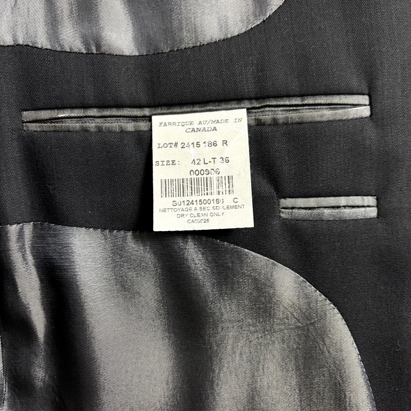 Pronto Uomo Pronto Uomo Men's Suit 42L Black Wool 2-Piece: Blazer & Dres Size 42L - 11 Thumbnail