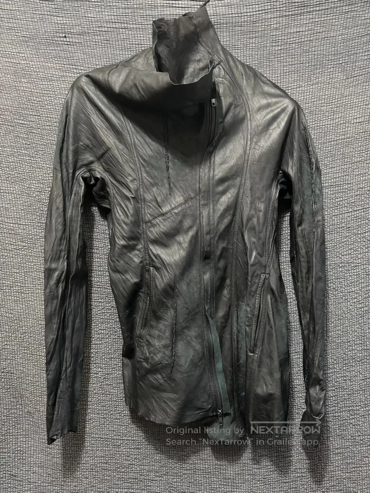 Sandrine Philippe dark avant-garde leather jacket. Size US L / EU 52-54 / 3 - 1 Thumbnail