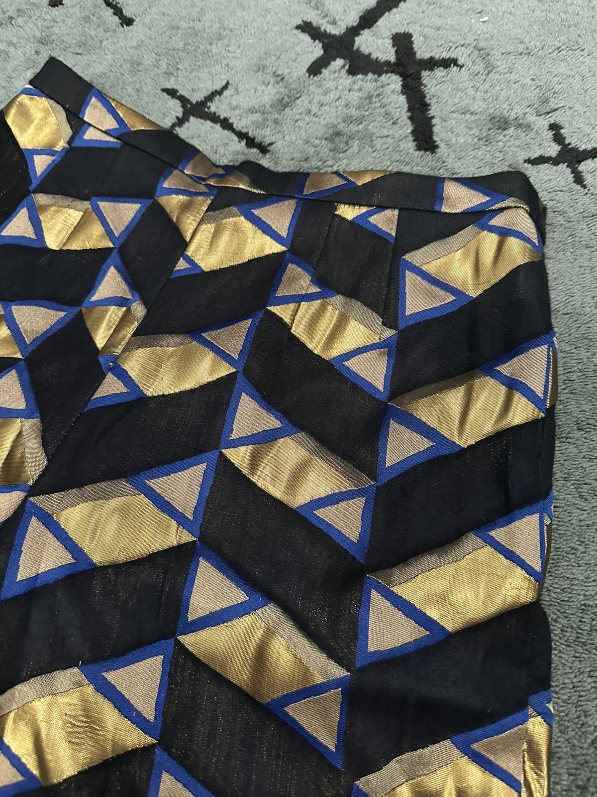 Dries Van Noten SS18 Dries Van Noten Gold/Blue Brocade Patterned Trousers Size 30" / US 8 / IT 44 - 8 Thumbnail